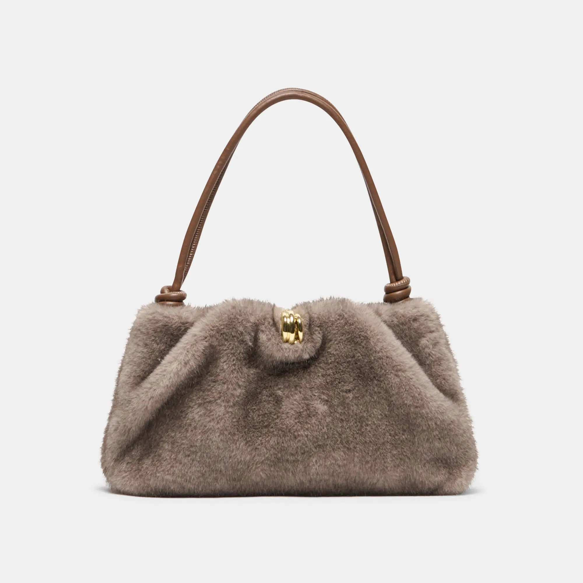 RAVEL SHOULDER BAG GREY FAUX FUR