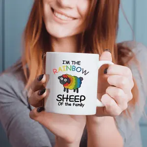 1pc Coffee MugI'm the Rainbow Sheep Family, Adorable Lamb, 11oz Ceramic Travel Mug, Perfect for Coffee Lovers on the Go, Perfect for Birthdays, Holidays, Thanksgiving and Christmas Gifts, Party Gifts (11oz)