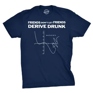 Don't Drink and Derive T Shirt Funny Math Teacher Hilarious Drinking Graph Tee Mens Funny T Shirts Cool Vintage Fashion T-Shirt Gift Classic Menswear Teacher Apparel for Men Funny Drinking Short Sleeve Novelty Navy