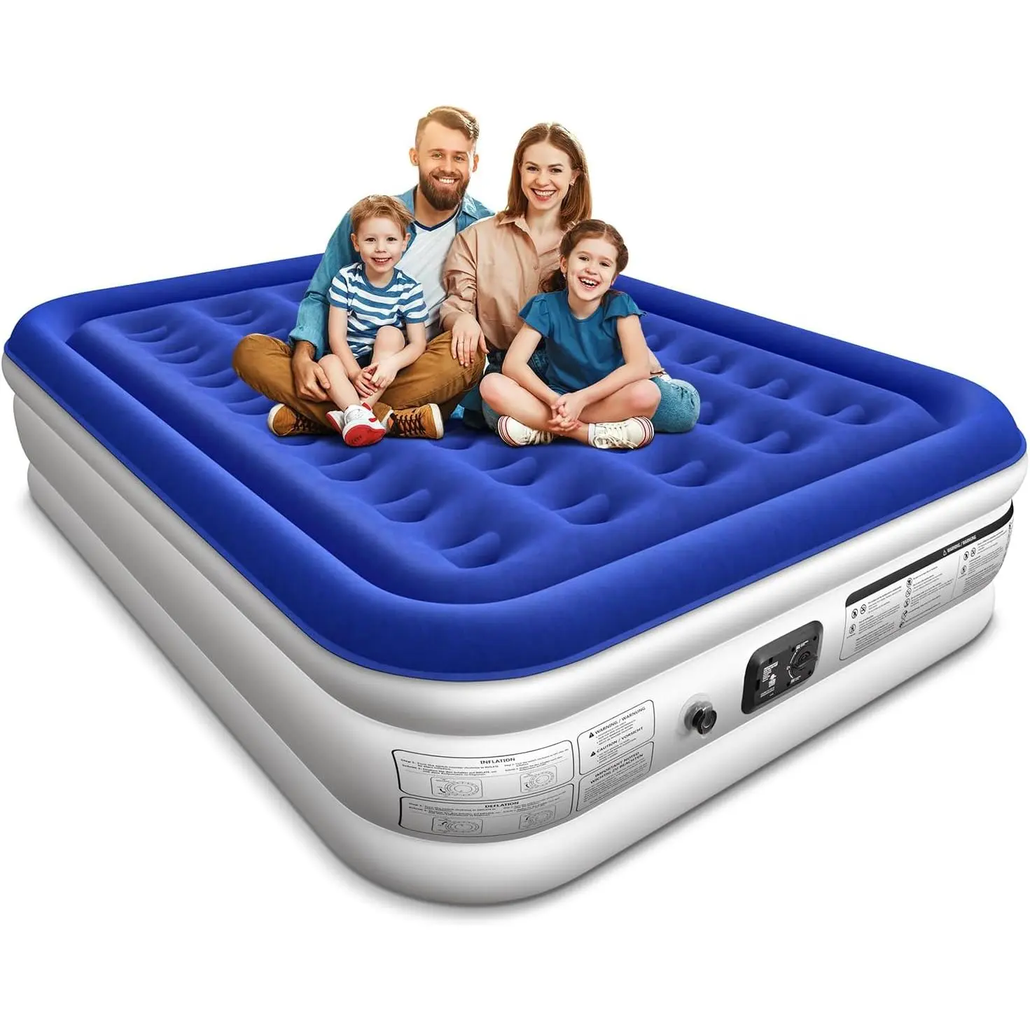 Air Mattress with Built in Pump 16" Raised Blow Up Mattress  Size Comfort Air Bed, 3 Mins Fast Colchones Inflables Bed, Luxurious for Home/Guests,660 lbs Max