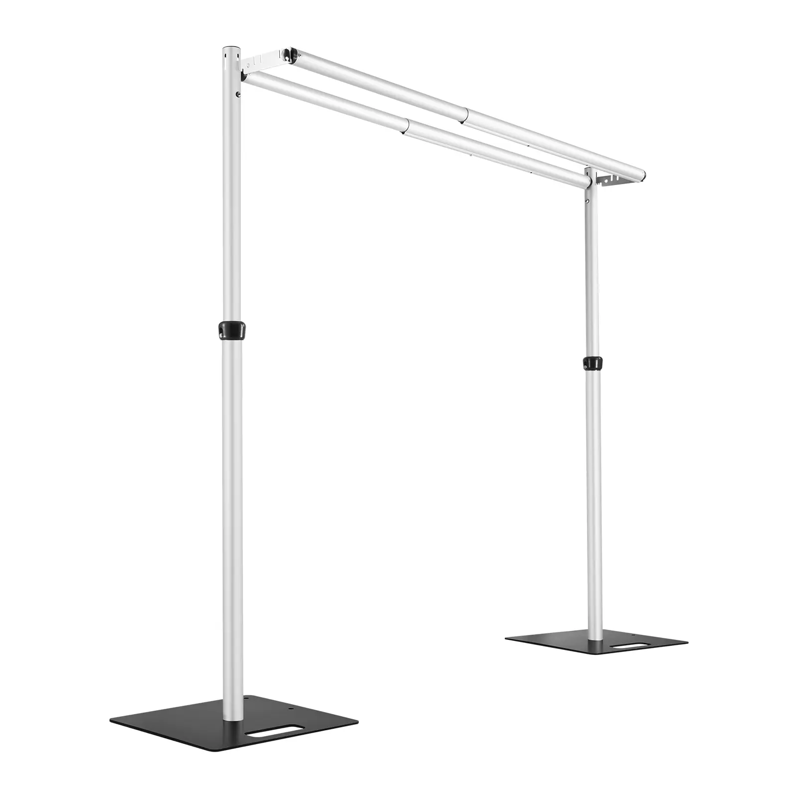 Hecis Double Crossbar Background Stand Kit - 12x12Ft Solid Metal Aluminum Frame, 7-12Ft Adjustable Height & Width Pipe and Drape, Heavy Base, Tool-Free Quick Setup, Easy Storage & Carrying for Graduation Ceremony, Hang Balloons & String Lights