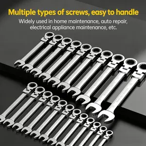 180° Rotary Torque Wrench Set SAE/Metric Dual System Chrome Vanadium Steel for Auto Heavy Duty Use Adjustable Impact Resistant