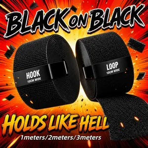 Width 10Cm, 2 Rolls of Heavy-duty Black Hook-and-loop Tape, Sofa Cushion Replacement Non-Slip Hook-and-Loop Tape, Heavy Duty Tape - Black Sticky Back Fastener, Wall Accessories, Double-sided Tape, Firm Fastening, Adhesive Backing, Versatile Use
