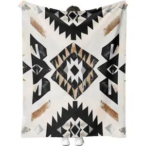 Aztec Throw Blanket, Boho Geometric Pattern, Southwest Blankets Fuzzy Gifts for Sofa Couch Bedroom