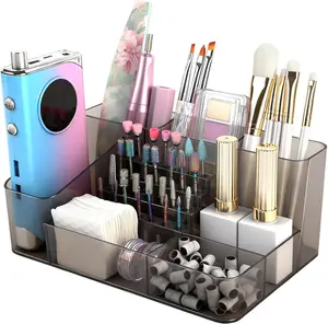 Nail Drill Machine & Nail Drill Holder,Makeup Organizer,28 Holes Acrylic Drill Bit Holder for Nails,Professional Nail Organizer and Storage Box Case(Not Including Nail Drill Machine & Bit)