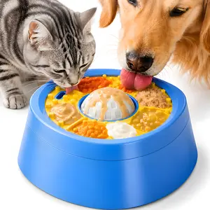 Picky Zoom Interactive Slow Feeder Dog Bowl - 2-in-1 Enrichment Feeder with Rolling Lick Ball for Fast Eaters, Anti-Slip Suction Base for Frozen Treats, Yogurt & Wet Food, for Dogs & Cats