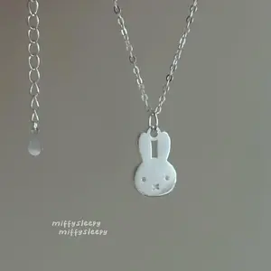 Adorable  Silver Lock Chain Necklace with Cute Rabbit Head Silver for Women Lightweight Everyday Wear & Kawaii Gift