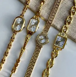 Vintage Golden Elegant Watch for Women Luxury Wristwatches