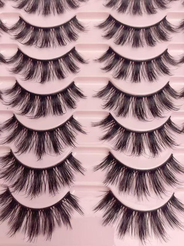 New 14pairs Cat Eye False Eyelashes Mink Eyelashes Invisible Band Lash Extension Natural False Eyelashes Cross Cluster Fairy 3D Faux Big Eye Long Fake Lashe