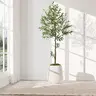 VITALISMO Realistic Artificial Olive Tree - 6/7/8 Ft Tall Fake Plastic Potted Fruit Decor, 6ft Size with 863 Leaves & 36 Fruits, Aesthetic Home Room Decor Accessories (Artificial Trees, Plastic Plants)