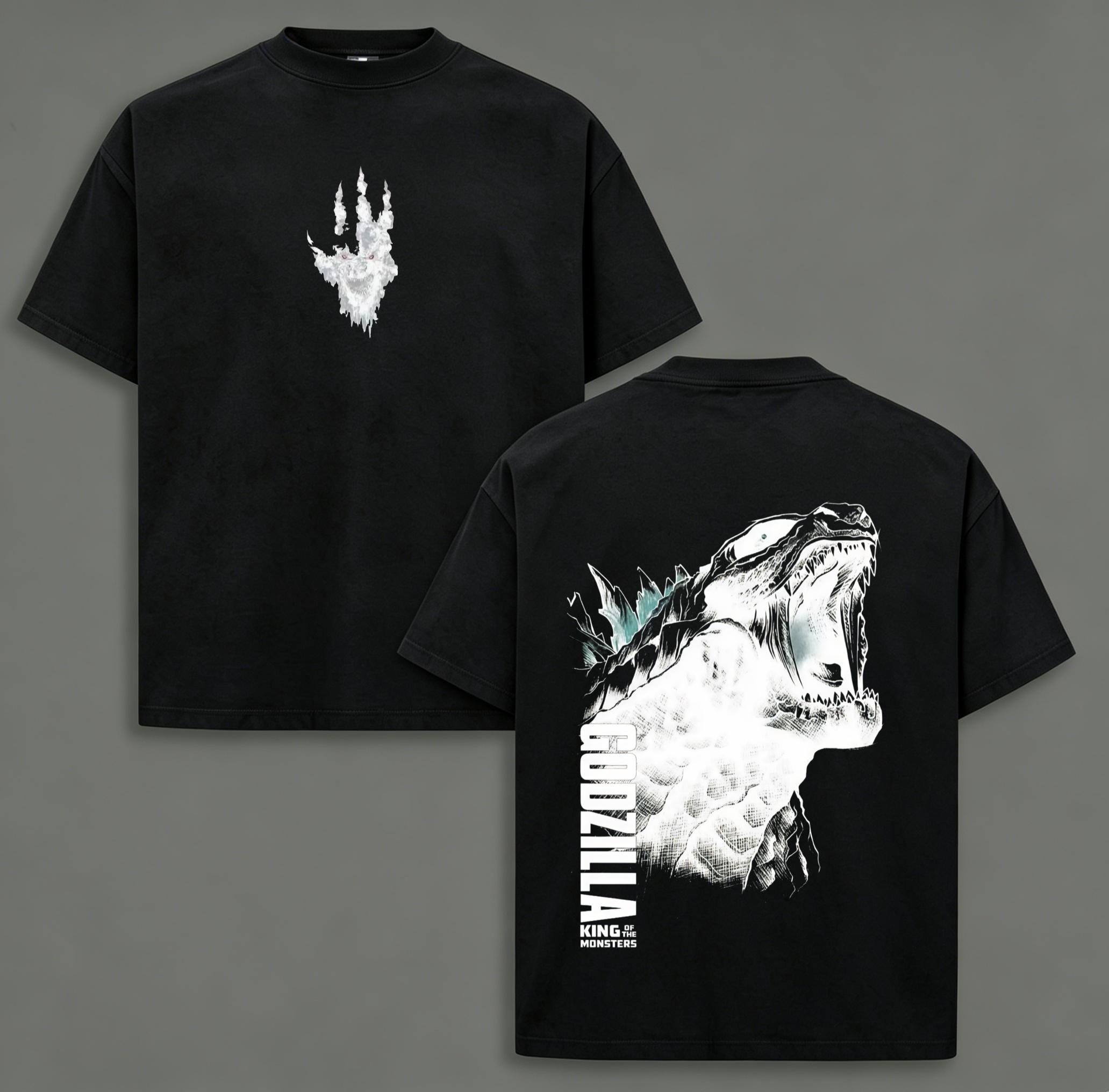 Men's Godzilla Vintage Washed Graphic T-Shirt - Oversized Casual Fashion Cotton Tops, Streetwear Clothes Gift for King of the Monsters Fans, Grunge Album Print Menswear Dad Tee
