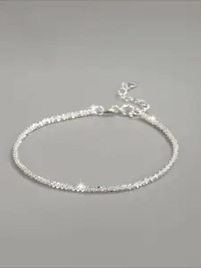 Shiny Decorative Jewelry Set, Trendy Adjustable Bracelet & Anklet, Foot and Wrist Combo, Fashion Accessory for Women and Girls, Silver Color