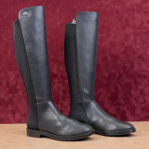 Aerosoles Women Trapani Black Fabric Comfortable Zip Riding Knee Boots sz 7