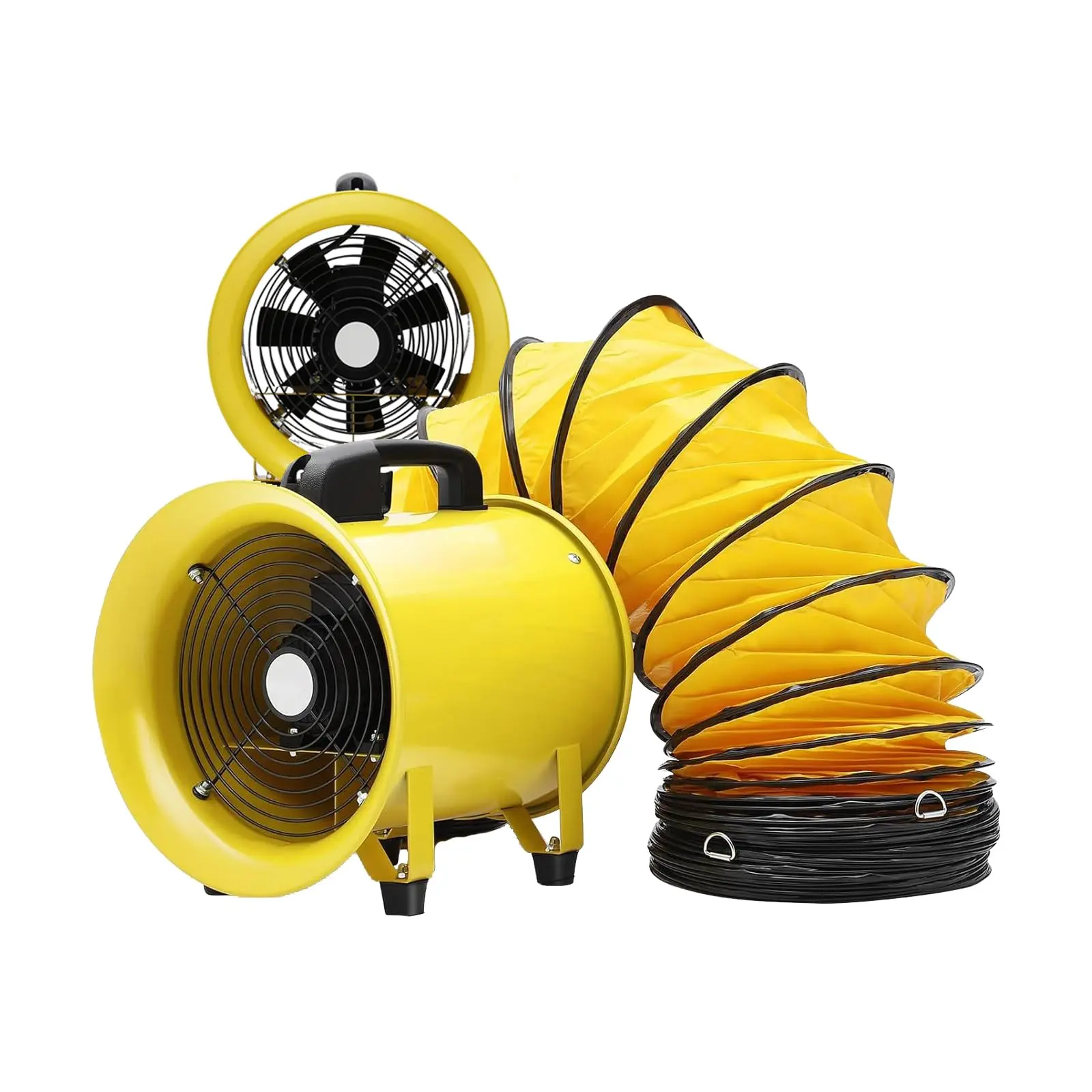 Garvee Explosion-Proof Portable Axial Blower Fan - 10 in Heavy-Duty Industrial Ventilator/Exhaust, 3300 RPM, 7-Blade Motor - Includes 33 ft (10 m) Flexible Duct Hose