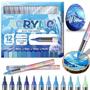12-Color Acrylic Premium Paint Pens Set, Professional Stackable Design, Ideal for Office & Art Painting, Even Color Distribution