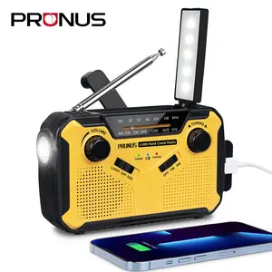 PRUNUS J-369 Crank Radio FM/AM Medium Wave Radio, Radio Battery Operated, Solar Radio with 3000 mAh Battery, Emergency Radio with SOS Alarm/Torch for Camping, Outdoor Use, Power Failure