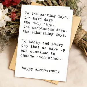1pc Anniversary Sentimental Greeting Card & Envelope Set Blank Paper for Wedding Anniversaries & Valentine's Day Gifts Heartfelt English Messages & Holiday Wishes Warm & Romantic Visual Theme Cards