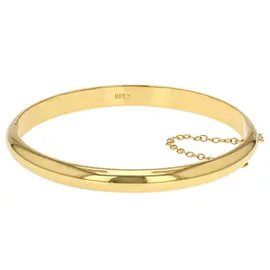 JTV 18k Yellow Gold Over Sterling Silver Polished Bangle Bracelet 7 inch 7mm