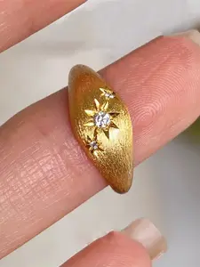 Vintage Simple Adjustable Star Zircon Ring for Women, 18k Gold Plated Copper, Geometric Pattern, Elegant Style, All Seasons, Elegant Everyday Ring