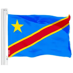 G128 Democratic Republic of the Congo Flag | 3x5 Ft | LiteWeave Pro Series Printed 150D Poly | Country Flag, Indoor/Outdoor, Vibrant Colors, Brass Grommets, Thicker and More Durable Than 100D 75D Poly