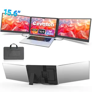 Cevaton 15.6" Dual Portable Monitor for Laptop, FHD 1080P IPS Screen Extender for Windows Laptops, MacBook Pro & M4+ MacBook Air, USB-C Video Output & Dual Display Support Required, 4 lbs