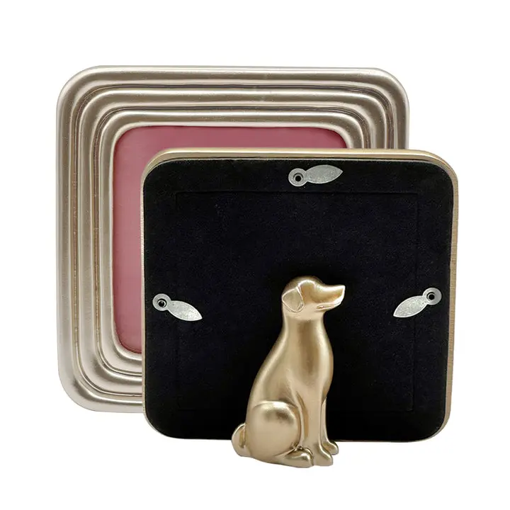 Gold Ribbed Dog 4x4 Picture Frame, Decorative Tabletop Photo Frame