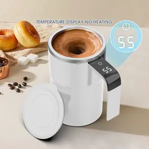Automatic Stirring Cup with Lid, USB Rechargeable Automatic Magnetic Coffee Cup with Display Temperature, Suitable for Office, Home, Outdoor, Gift, Self Stirring Mug
