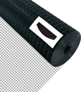 Black Hardware Cloth 16" x 10' 1/2 Inch 19 Gauge, PVC Coated Galvanized Steel Wire Mesh Roll, Welded Metal Fencing for Chicken Coop, Garden Fence, Poultry, , Snake Barrier, and Home Improvement