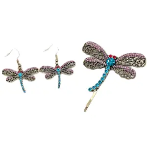 Coraline Inspired Dragonfly Earrings and Hair Clip Set! Hypo-Allergenic
