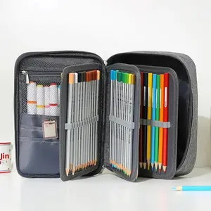 Large Capacity Pencil Case with Detachable Three-Layer Compartments, Multifunctional Zipper Storage Bag for School and Office Use, Multifunctional Stationery, Five Colors Available