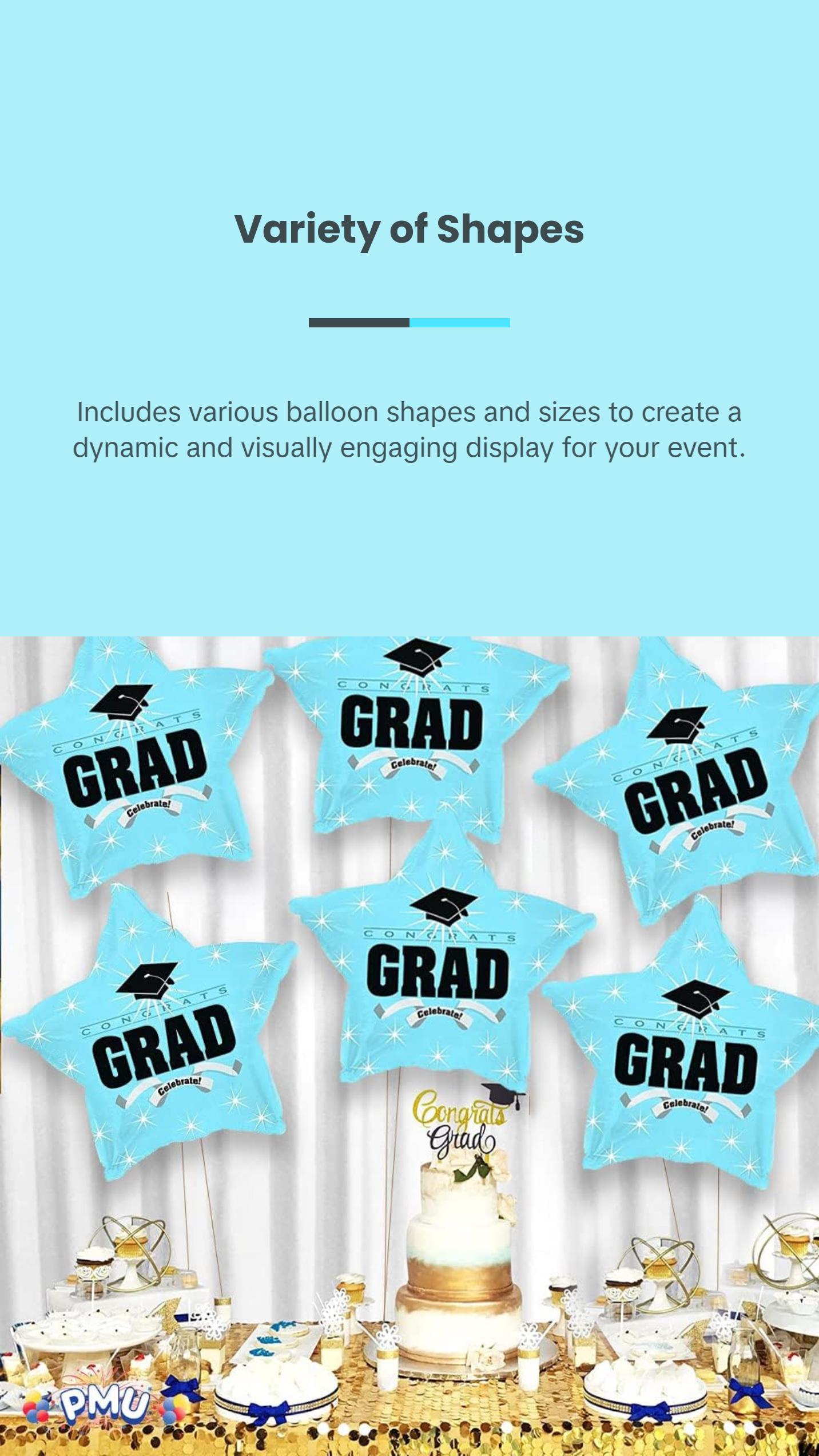 PMU Congrats Grad Cap Balloon, Star 18in Mylar | Graduation Decoration Mylar Balloons | Celebrate Success with Vibrant Graduation Balloons | Balloon Graduation Décor
