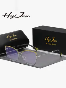 HyJex 1 Piece Unisex Artistic Modeling Full Frame Plaon Glasses Fashionable And Versatile Style Cat Eye Frame Plaon Glasses