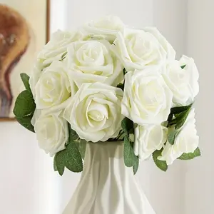 AnYa 25/50/100pcs Exquisite Artificial Roses, Stemmed Foam Fake Roses with Realistic Appearance, Suitable for DIY Wedding Bouquets, Centerpiece Decorations, Floral Arrangements & Bridal Shower Home Decor.Christmas Tree Decorative Flowers（Without the box）