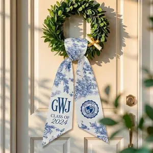 Graduation Door Wreath with Personalized Sash, Class 2026 Door Decor, Custom Name Graduation Wreath, College Graduation Party Decoration