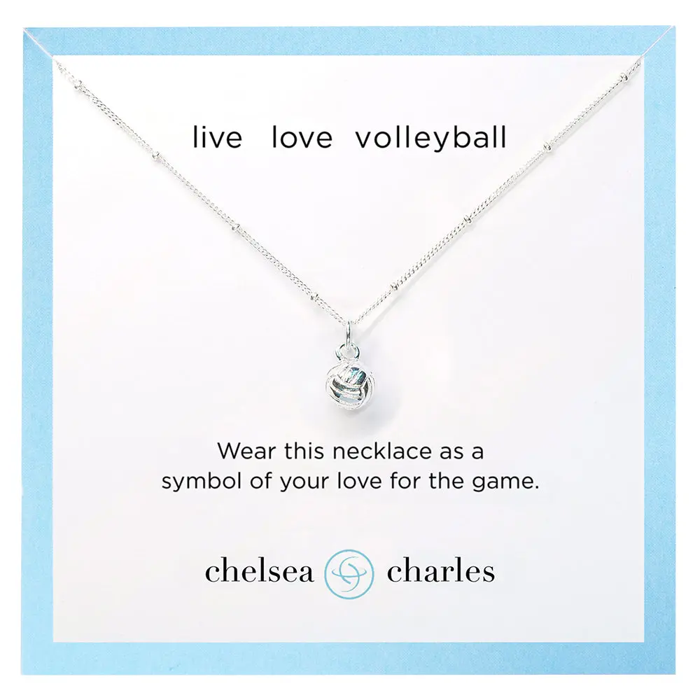 CC Sport Silver Volleyball Charm Necklace