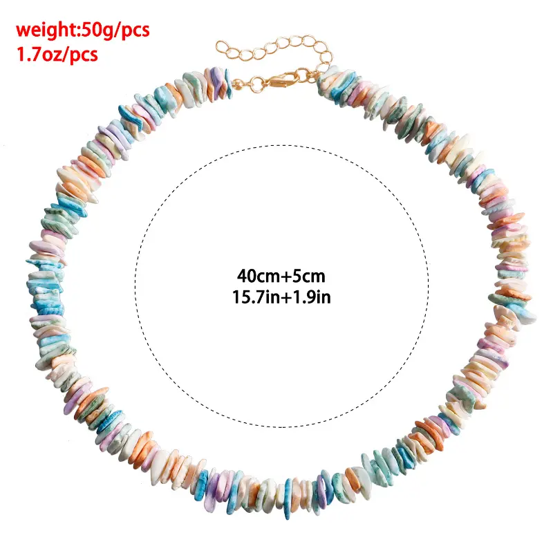 European and American cross-border jewelry fashion natural broken shell necklace personality hand-worn irregular shell clavicle chain ins, 18Cm, 40Cm X 5Cm