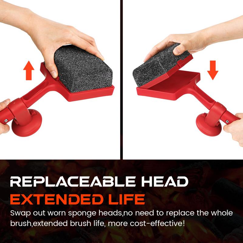 Anjure 4-in-1 Bristle-Free Grill Brush 18.8" Steam Grill Cleaner with Scraper & Bottle Opener Long Non-Slip Heat-Resistant Handle for Efficient Cleaning