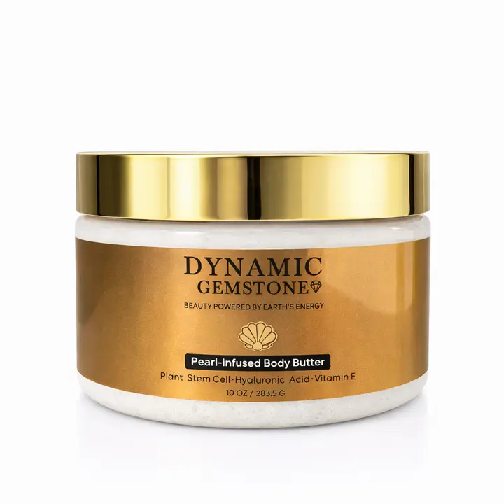 Dynamic Gemstone Pearl-Infused Stem Cell Body Butter – Deep Hydration & Firming Moisturizer | 10 oz