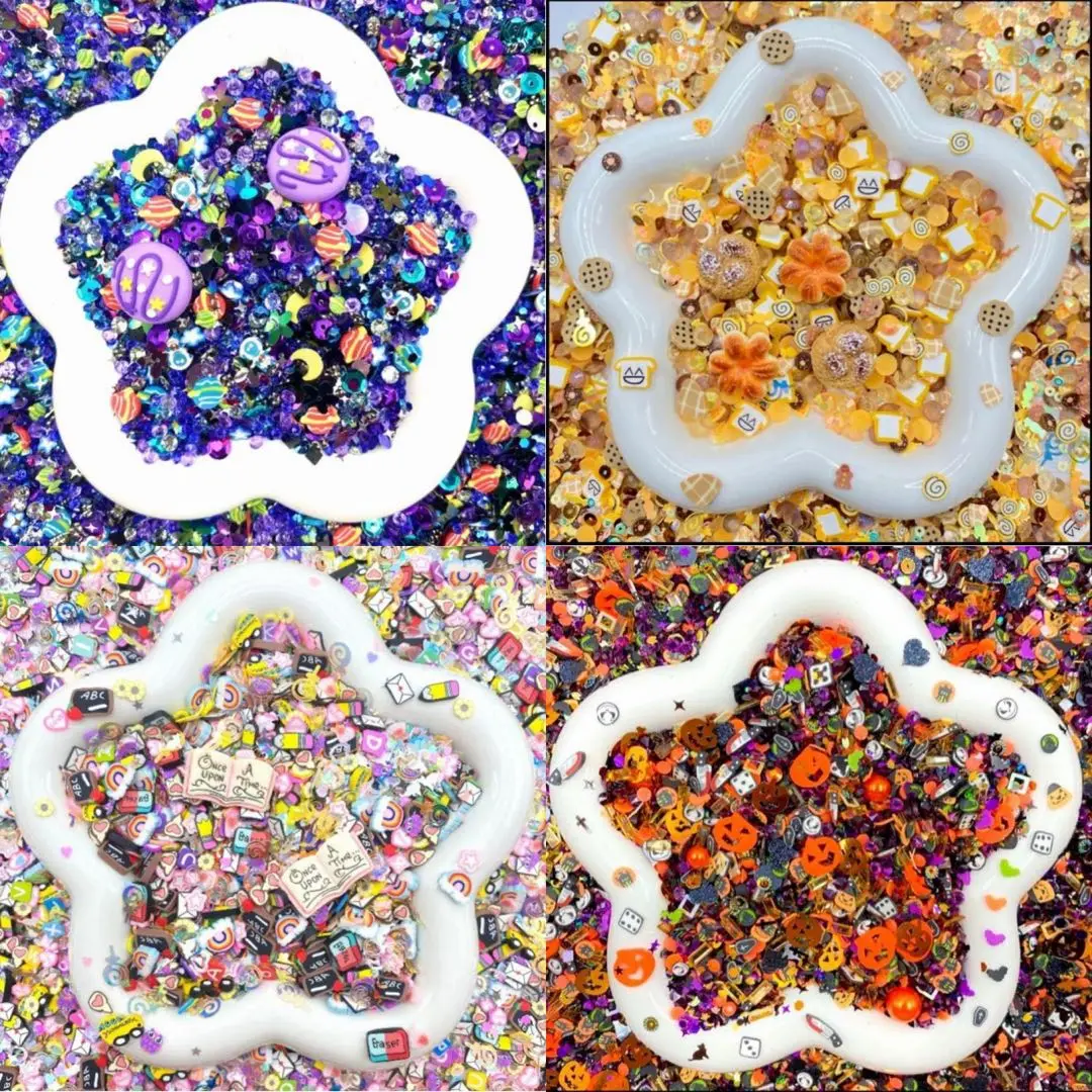 Supermix DIY Craft Mix – Resin Rhinestones, Glitter, Clay Slices & Charms for Slime, Decoden, Snow Globes & Resin Art
