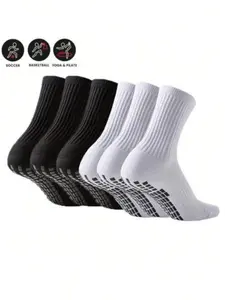 Professional Anti-Slip Soccer Socks, Thick Terry Bottom Mid-Calf, Glue Anti-Slip Sports Socks, Yoga Fitness Socks, All-Season Breathable