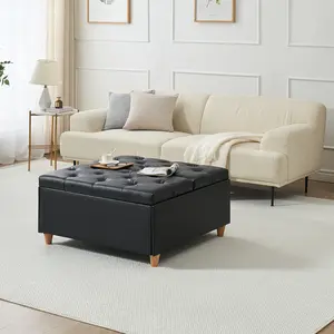 Flash sale home items Large Square Ottoman, 35 Inch Oversized Sherpa Fabric Upholstered Square Storage Ottoman Bench with Lift Top, Tufted Ottoman Coffee Table for Living Room, Bedroom, Entryway, Beige