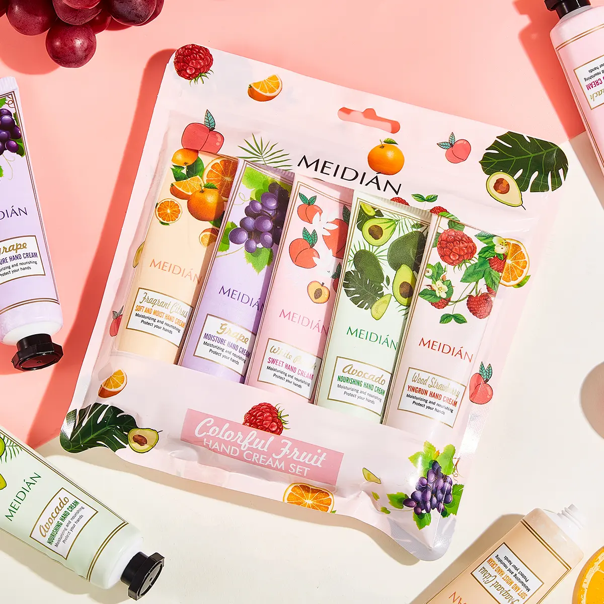 5PCS Fruit-Scented Hand Cream (150g ) | Unisex Daily Moisturizer for Hands & Body - Fix Dry Skin, Non-Greasy, Perfect for On-the-Go foot chap stick room rescue balm Intensive nail sanitizer spray strength rejuvenation gel salon obsessed cracked heel covid