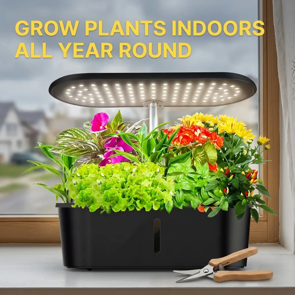 10-Pod Hydroponics Growing System with LED Grow Light, Adjustable Height Indoor Herb Garden Kit for Home Supplies Plant, Vegetable & Fruit Cultivation