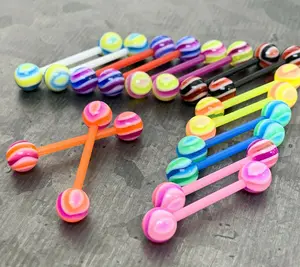 8 PAIR Bulk Pack Wave Design Nipple Barbell Ring Shield 14g No Metal