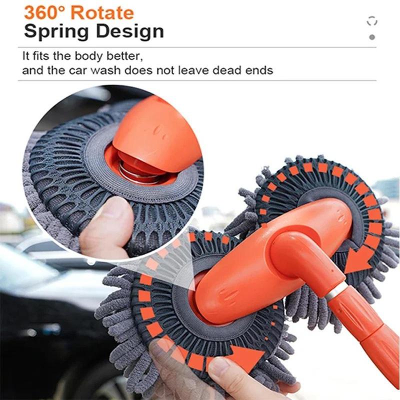 Long Handle Car Wash Mop, 360 °     Rotating Retractable Brush for Cars, RV, Trucks and SUVs, for Home Cleaning