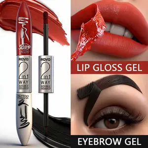 Double Ended Tear Off Eyebrow Cream+tear Off Lip Gloss, Matte Velvet Lipstick and Natural Three-dimensional Eyebrow Cream, Perfect Gift Choice, Long-lasting Waterproof and Colorfast