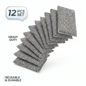 12-Pack Silver Color Thick Dish Sponge, High-Density Durable Strong Cleaning Block, Reusable Kitchen Utensil Cleaner