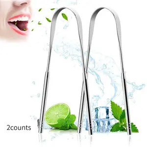 Stainless Steel U-shaped Tongue Scraper, 2pcs Effective Tongue Cleaner for Oral Hygiene, Durable Handle for Easy Use，Oral Cleaner for Fresh Breath,suitable for Halloween Christmas