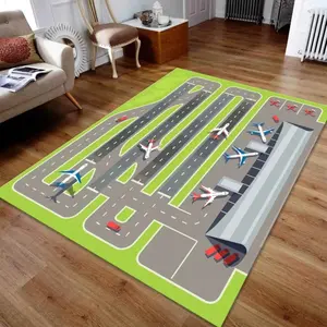 Kids Airport Play Rug - Interactive Runway & Terminal Design, Soft Non-Slip Educational Mat for Playroom & Bedroom, Toy Mat for Toddlers & Preschoolers #KidsAirportRug #InteractivePlayMat #EducationalToy #NonSlipRug