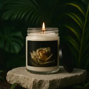 Rose Petal Scented Soy Candle - Eco-Friendly 9oz Aromatherapy Candle for Relaxation & Home Decoration, Self-Care Decor Gift Fragrance Clean Cotton Glass Cozy Vanilla Freshener Ornaments Perfume